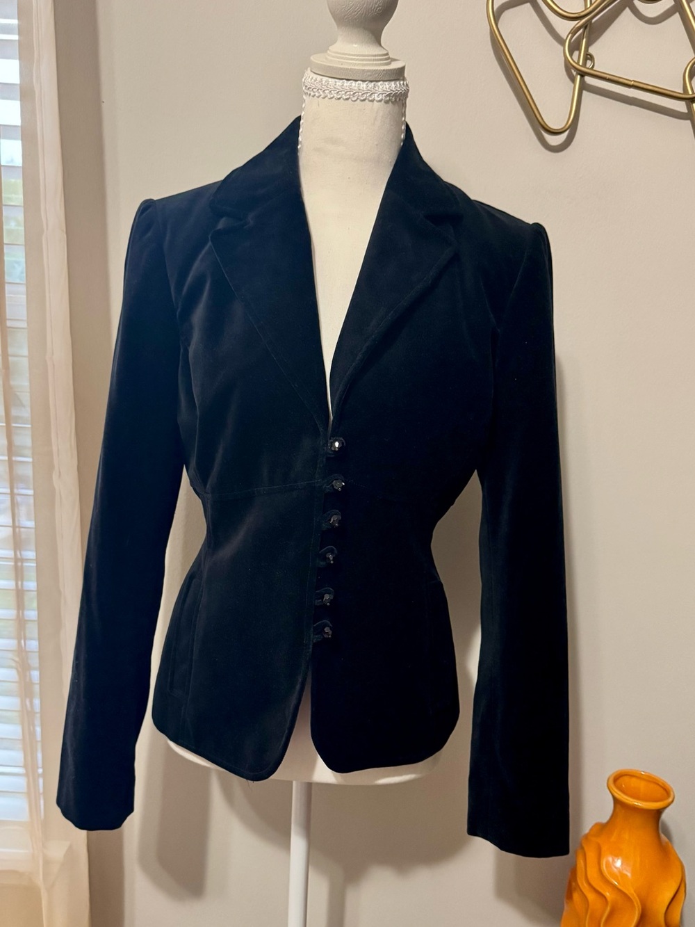 Axcess Black Velvet Fitted Blazer Jacket